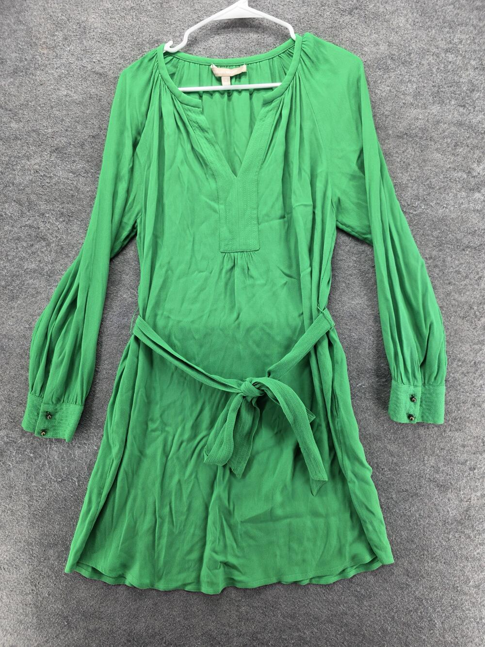 Banana Republic Dress Womens 6 Green Fit & Flare Short V-Neck Viscose Polyester
